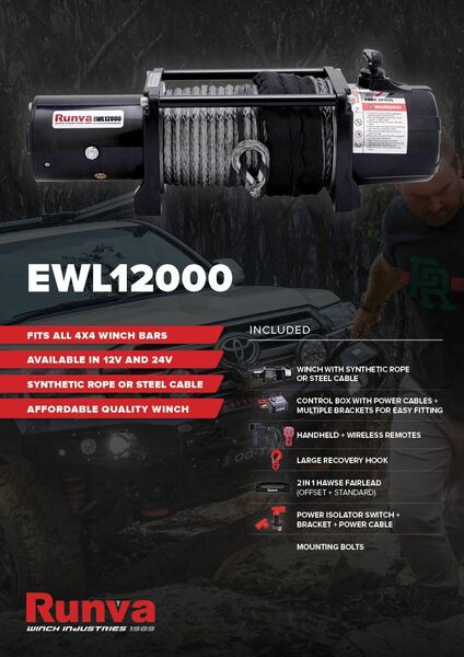 RUNVA EWL12000 ULTIMATE 12V WITH SYNTHETIC ROPE - Image 2
